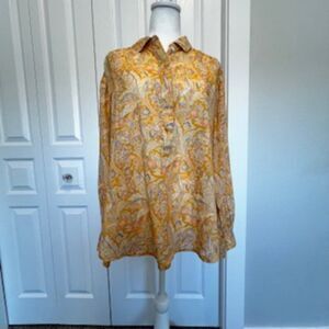 Sundance lightweight 100% cotton flowy long sleeve paisley lace shirt romantic